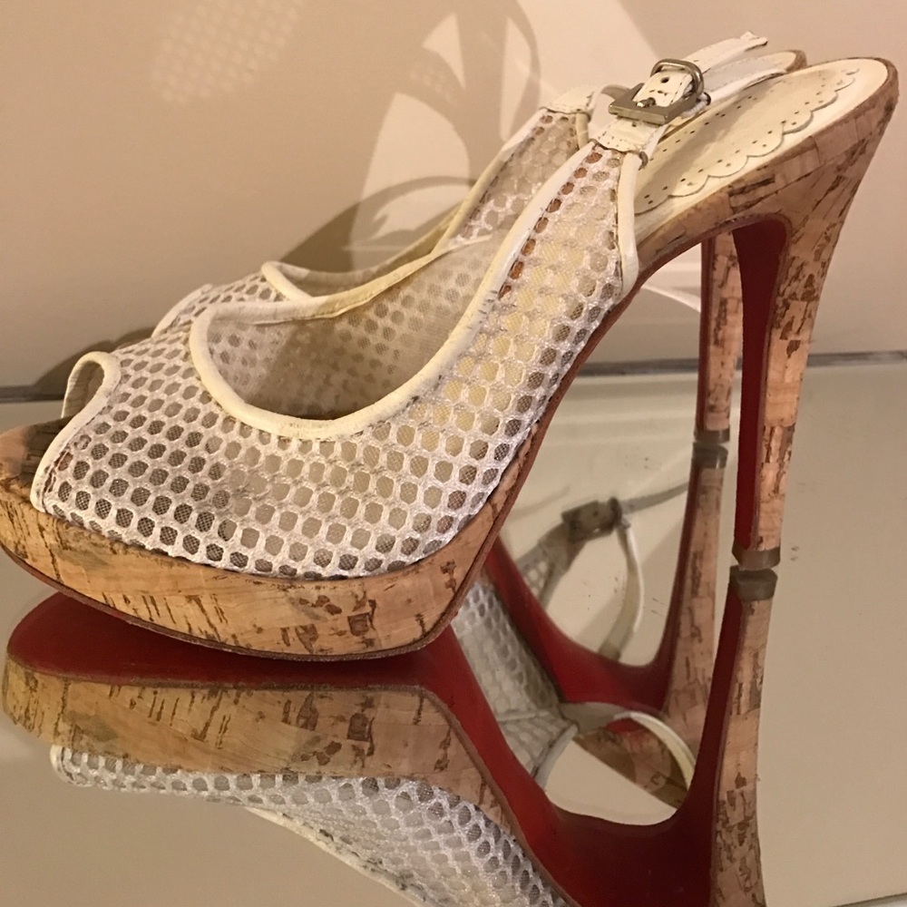 Elegant White Mesh Peep-Toe Heels